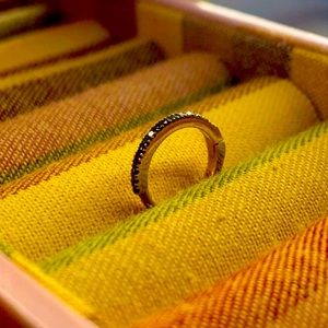 14K Gold Genuine Black Diamond Hoop Earring 😍